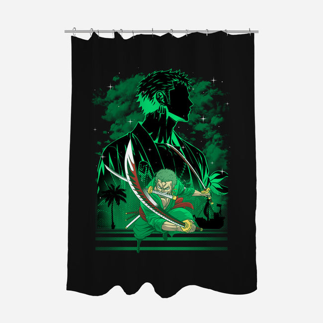 Iron Ronin Shadow Lineart-None-Polyester-Shower Curtain-Astrobot Invention