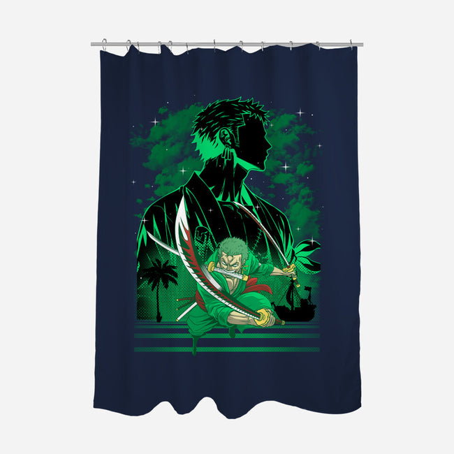 Iron Ronin Shadow Lineart-None-Polyester-Shower Curtain-Astrobot Invention