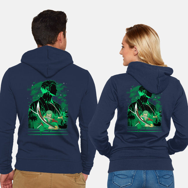 Iron Ronin Shadow Lineart-Unisex-Zip-Up-Sweatshirt-Astrobot Invention