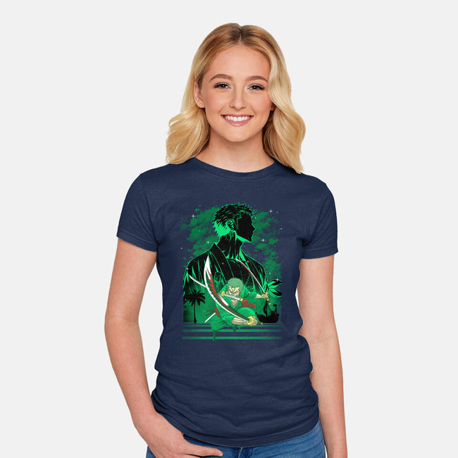 Iron Ronin Shadow Lineart-Womens-Fitted-Tee-Astrobot Invention