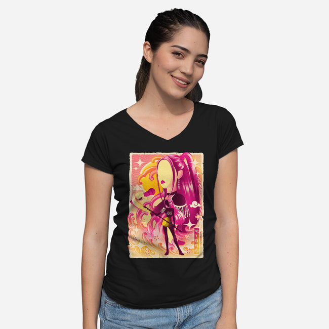 Musha-e Black Sheep-Womens-V-Neck-Tee-hypertwenty
