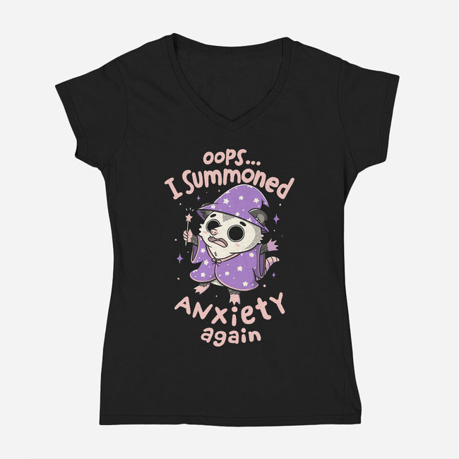 I Summoned Anxiety Again-Womens-V-Neck-Tee-koalastudio