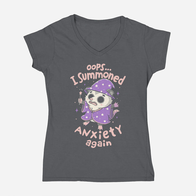 I Summoned Anxiety Again-Womens-V-Neck-Tee-koalastudio
