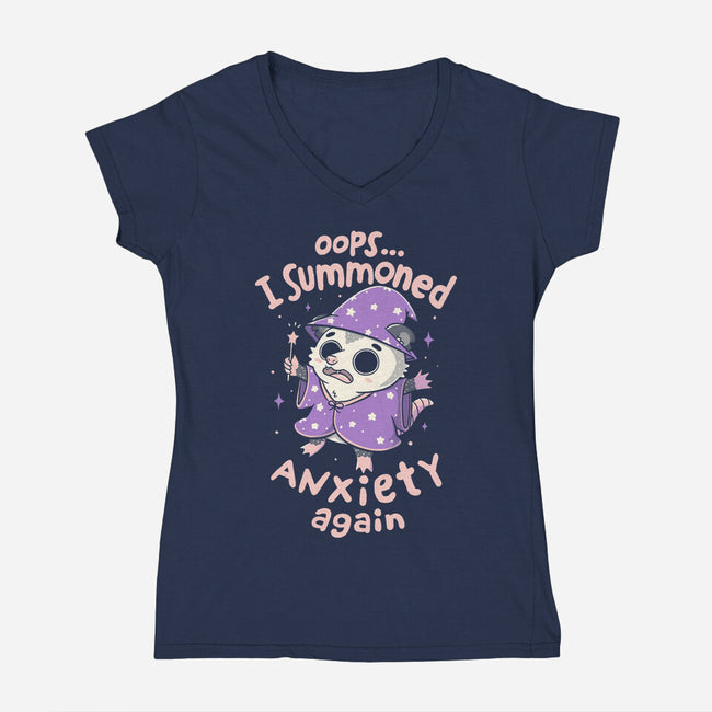 I Summoned Anxiety Again-Womens-V-Neck-Tee-koalastudio