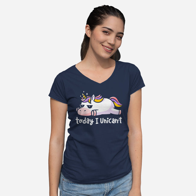 Unican’t-Womens-V-Neck-Tee-eduely