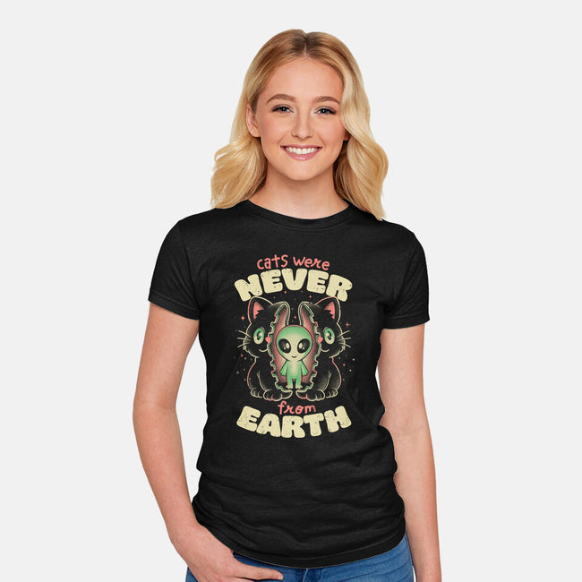 Cats Were Never From Earth-Womens-Fitted-Tee-eduely