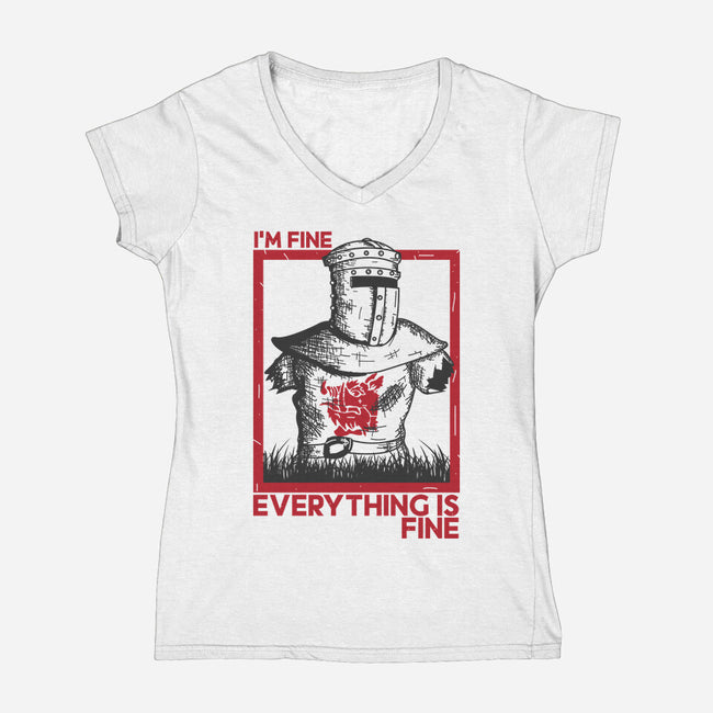 I'm Fine Everything Is Fine-Womens-V-Neck-Tee-piercek26