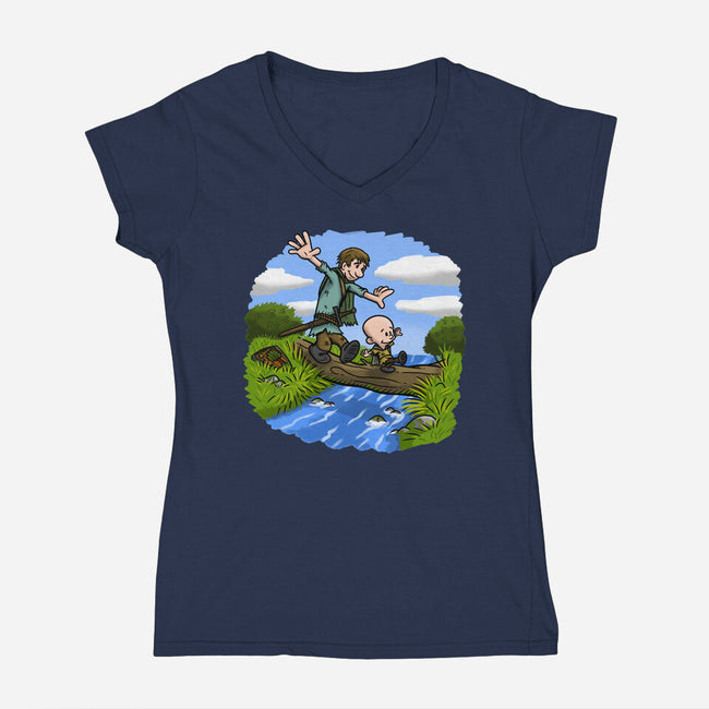 Dunk And Egg-Womens-V-Neck-Tee-Paul Simic