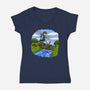 Dunk And Egg-Womens-V-Neck-Tee-Paul Simic