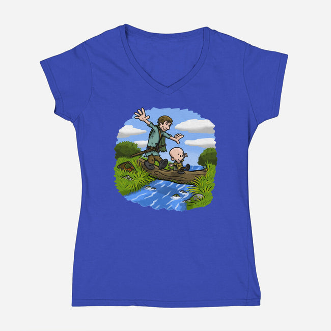 Dunk And Egg-Womens-V-Neck-Tee-Paul Simic