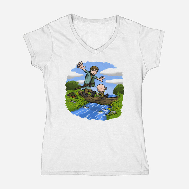 Dunk And Egg-Womens-V-Neck-Tee-Paul Simic
