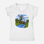 Dunk And Egg-Womens-V-Neck-Tee-Paul Simic