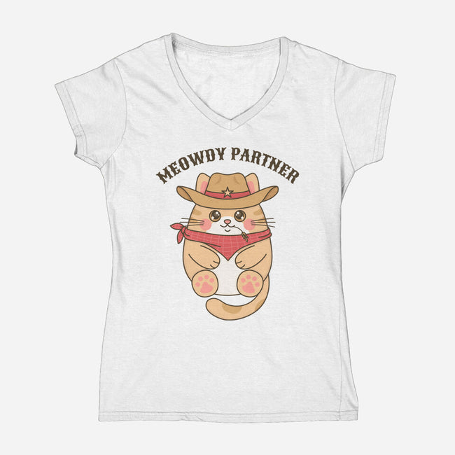 Meowdy Partner-Womens-V-Neck-Tee-robyriker
