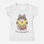 Feline Like Reading-Womens-V-Neck-Tee-robyriker