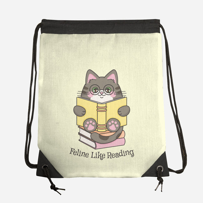 Feline Like Reading-None-Drawstring-Bag-robyriker
