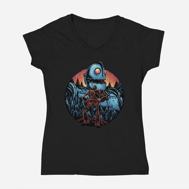 Legend Of The Gentle Giant-Womens-V-Neck-Tee-glitchygorilla