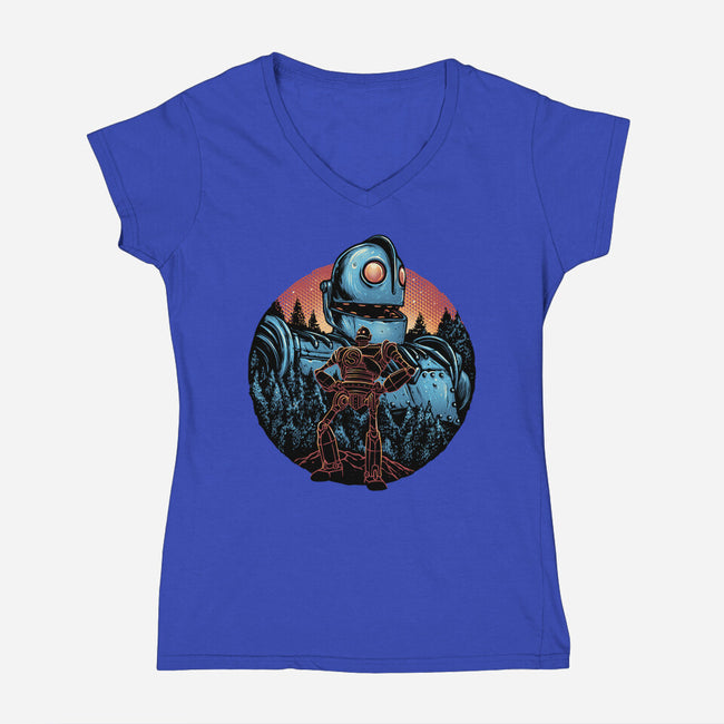 Legend Of The Gentle Giant-Womens-V-Neck-Tee-glitchygorilla
