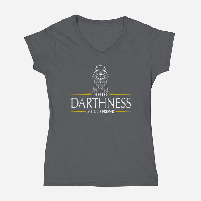 Hello Darthness-Womens-V-Neck-Tee-kharmazero