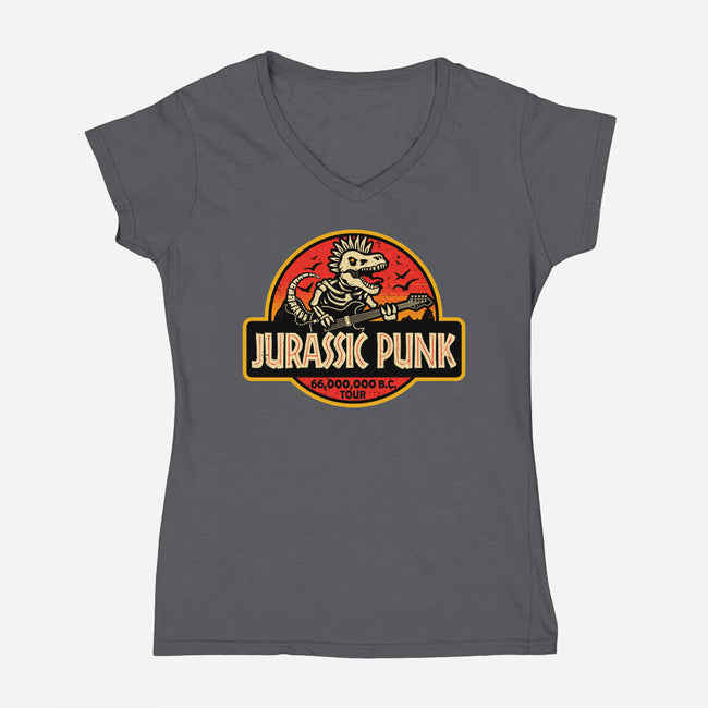 Jurassic Punk-Womens-V-Neck-Tee-erion_designs