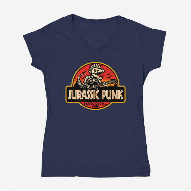 Jurassic Punk-Womens-V-Neck-Tee-erion_designs