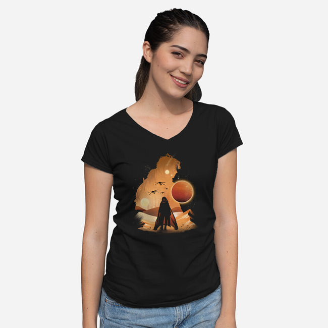 The Final Sand Battle-Womens-V-Neck-Tee-dandingeroz