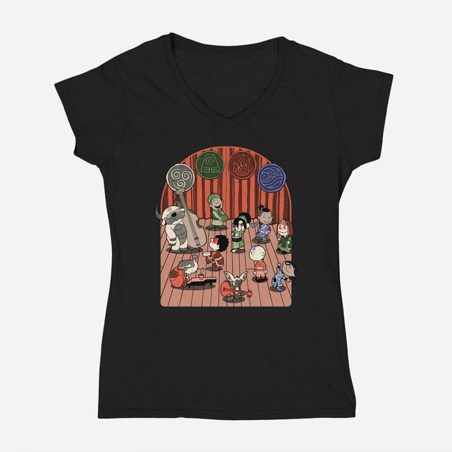 Elemental Animation Band-Womens-V-Neck-Tee-Studio Mootant