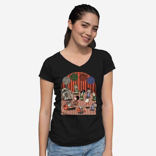 Elemental Animation Band-Womens-V-Neck-Tee-Studio Mootant