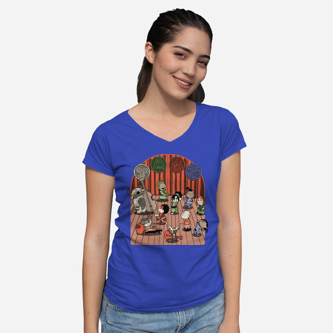 Elemental Animation Band-Womens-V-Neck-Tee-Studio Mootant