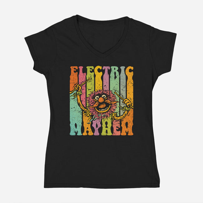Electric Mayhem-Womens-V-Neck-Tee-kg07