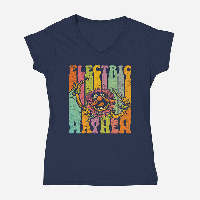Electric Mayhem-Womens-V-Neck-Tee-kg07