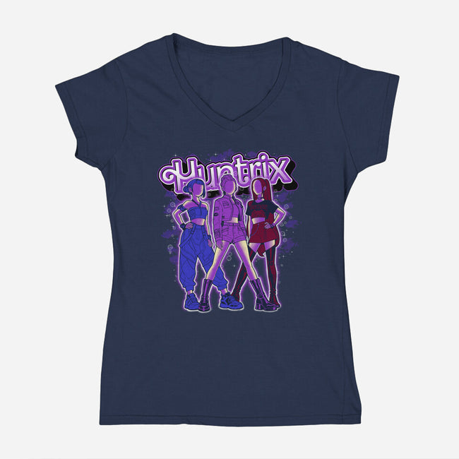 Midnight Demon Hunter-Womens-V-Neck-Tee-Astrobot Invention