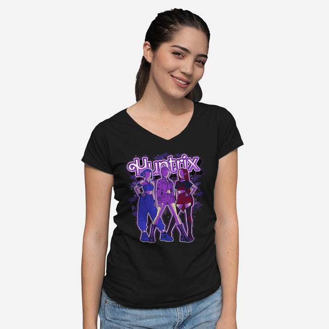 Midnight Demon Hunter-Womens-V-Neck-Tee-Astrobot Invention