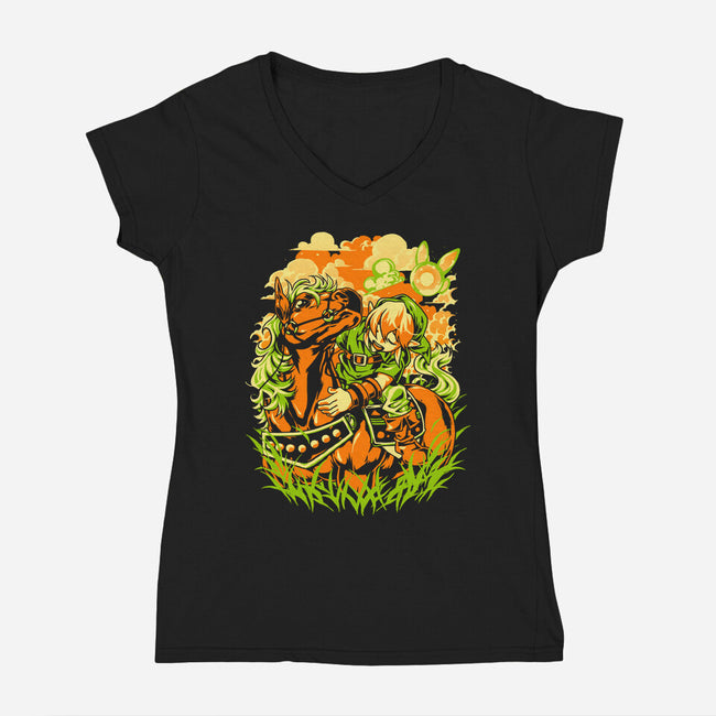 In The Fields-Womens-V-Neck-Tee-Estudio Horta