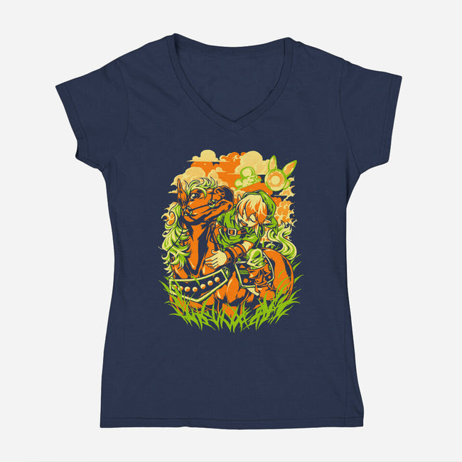 In The Fields-Womens-V-Neck-Tee-Estudio Horta