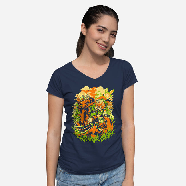 In The Fields-Womens-V-Neck-Tee-Estudio Horta