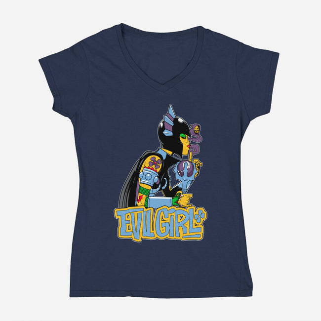 Evil Girl-Womens-V-Neck-Tee-boltfromtheblue