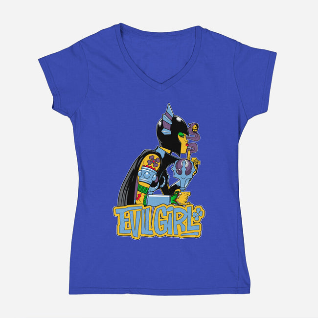 Evil Girl-Womens-V-Neck-Tee-boltfromtheblue