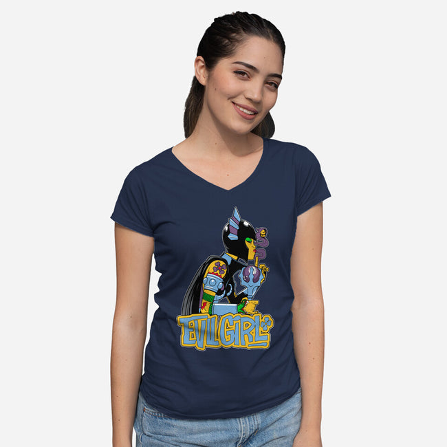 Evil Girl-Womens-V-Neck-Tee-boltfromtheblue
