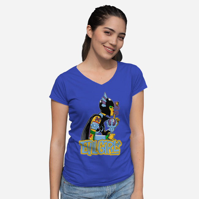 Evil Girl-Womens-V-Neck-Tee-boltfromtheblue