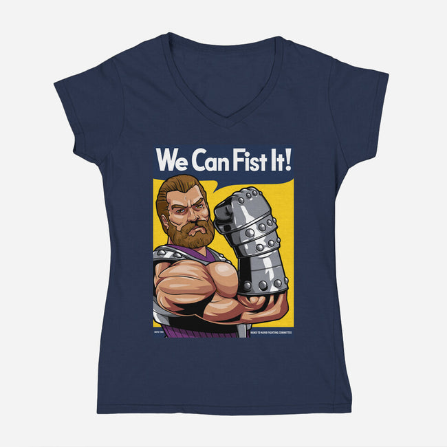 We Can Fist It-Womens-V-Neck-Tee-boltfromtheblue