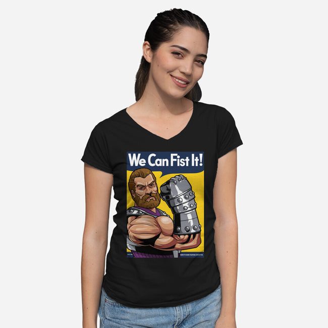 We Can Fist It-Womens-V-Neck-Tee-boltfromtheblue