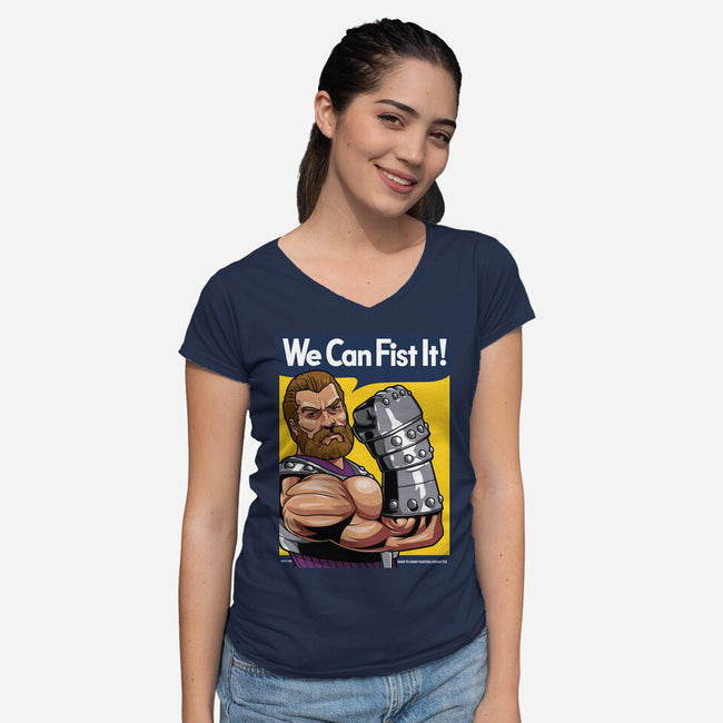 We Can Fist It-Womens-V-Neck-Tee-boltfromtheblue