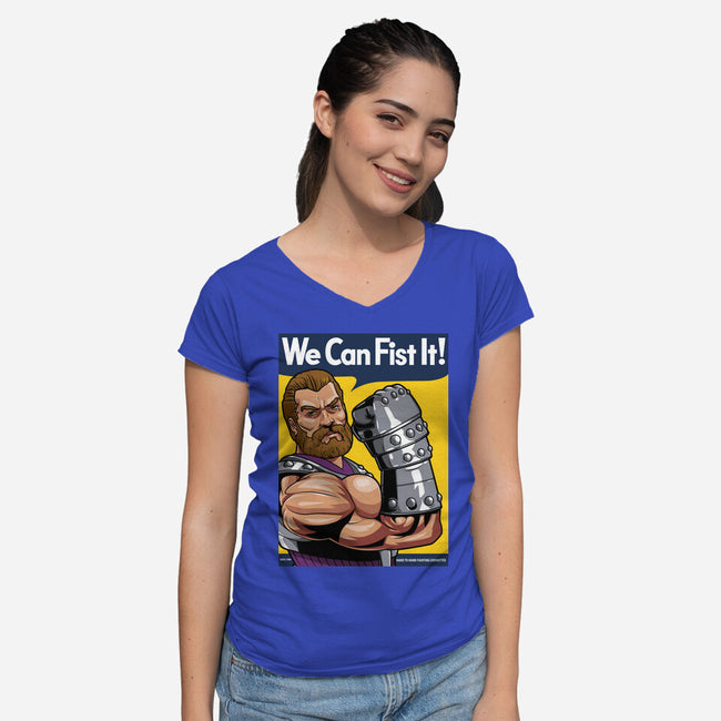 We Can Fist It-Womens-V-Neck-Tee-boltfromtheblue
