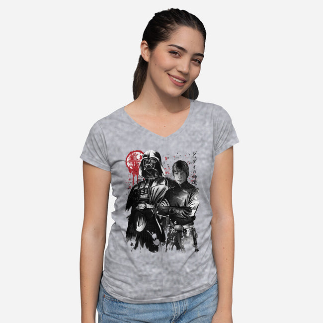 Dark And Light-Womens-V-Neck-Tee-DrMonekers