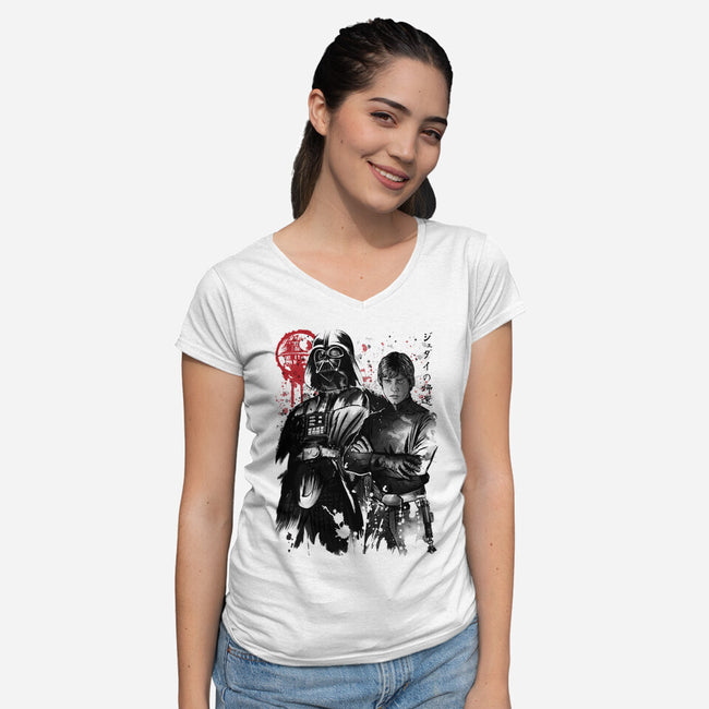 Dark And Light-Womens-V-Neck-Tee-DrMonekers