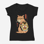 Hipster Catana-Womens-V-Neck-Tee-vp021
