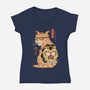 Hipster Catana-Womens-V-Neck-Tee-vp021