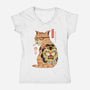 Hipster Catana-Womens-V-Neck-Tee-vp021