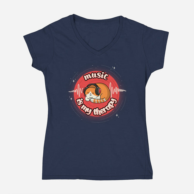 Music Is My Life-Womens-V-Neck-Tee-Freecheese