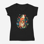Funny Fox-Womens-V-Neck-Tee-Vallina84
